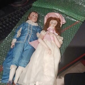Linda Cheek 1984 15in. "Blue Boy" (#73/300) & "Pinkie" Porcelain Bisque Dolls.